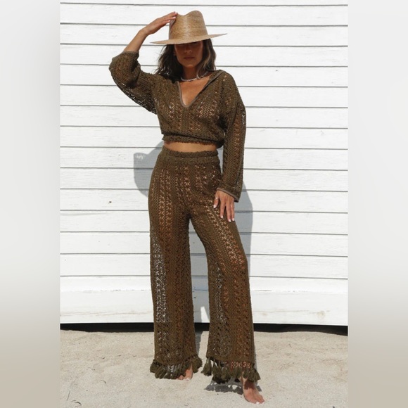 VICI Collection - Stevie Crochet Wide Leg Pants - Picture 2 of 3
